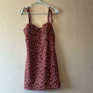 Burgundy blue floral spring/summer dress